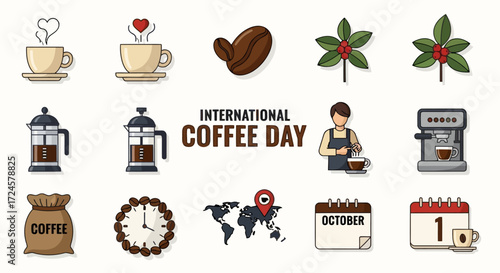 International Coffee Day Celebrating the World's Favorite Beverage with Icons