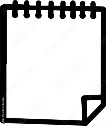 Blank notepad with spiral binding and a turnedup corner ready for notes.