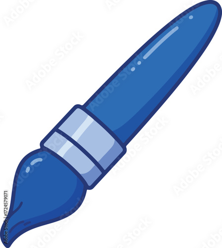 Blue paintbrush tool for art and painting on white background.