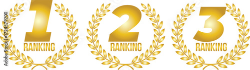 Gold Ranking Badges – 1st 2nd 3rd Place Vector Laurel Medals for Awards, Competitions, and Certificates