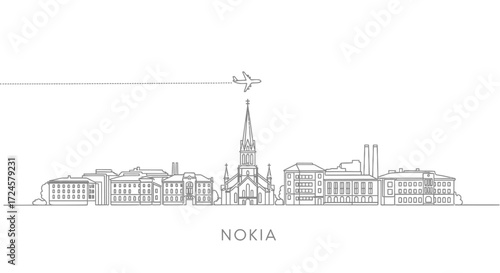 Nokia Skyline with Airplane and Dot Trail