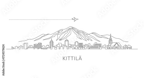 Kittil Finland Skyline Minimalist Illustration.
