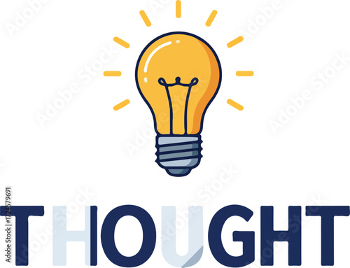 Bright idea concept with light bulb representing thought and innovation.