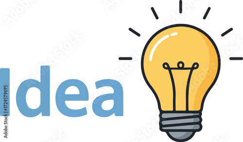 Bright idea concept with light bulb representing innovation and creativity.