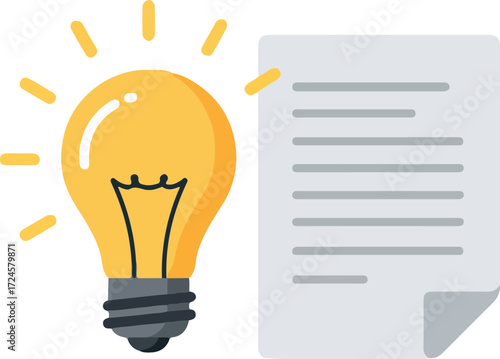 Bright idea illuminating document with creative concept and innovation.