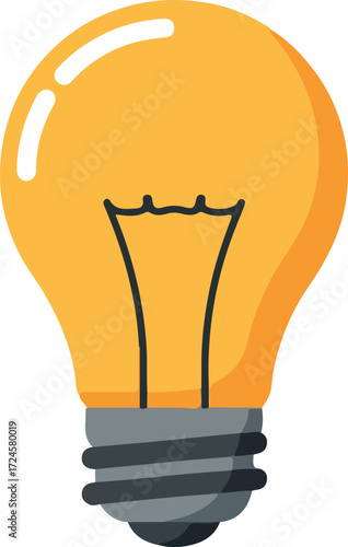 Bright yellow light bulb representing idea and innovation for creative thinking.
