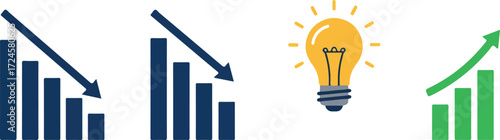 Business idea with declining and growing graphs.
