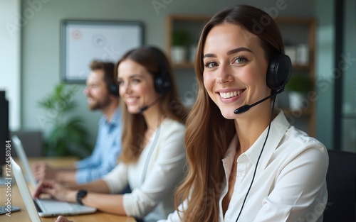 Beautiful call center consultant. High quality