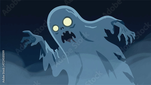 Scary Death Ghost Illustrator Artwork Banner Background Design Template 