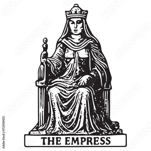 Divine Empress Tarot Card, Feminine Power Symbol, Vintage Fertility & Nurturing Art