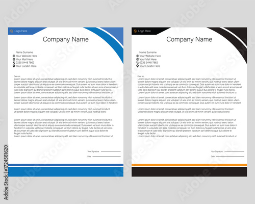 Modern Corporate professional and creative letterhead design template.   Clean letter head, Business letterhead design template vector design.