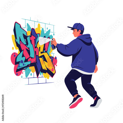 2D flat vector illustration of Gilpy Teen Graffiti Wall Art