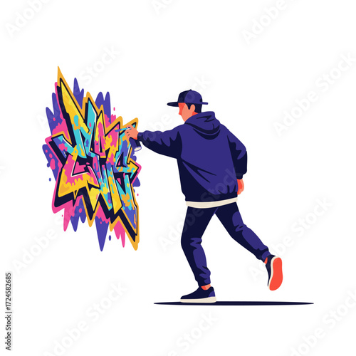2D flat vector illustration of Gilpy Teen Graffiti Wall Art