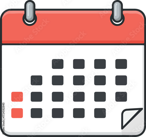 Calendar icon with highlighted dates for scheduling and planning events.