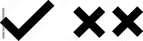 Checkmark and two cross marks a visual representation of choices.
