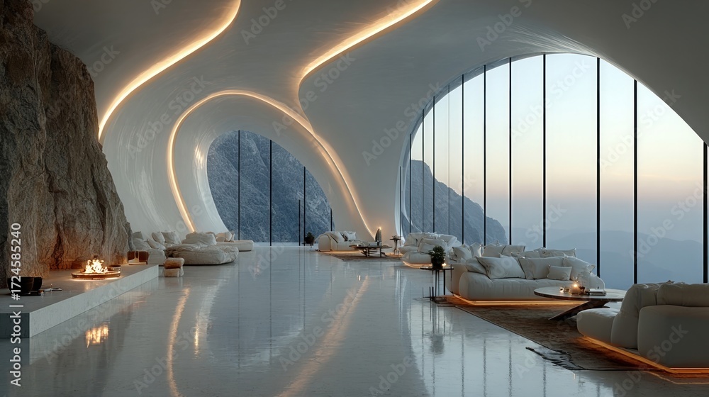 Fototapeta premium Interior Space With Futuristic Design