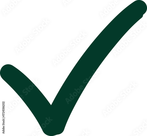 Dark green check mark symbol representing approval and correctness.