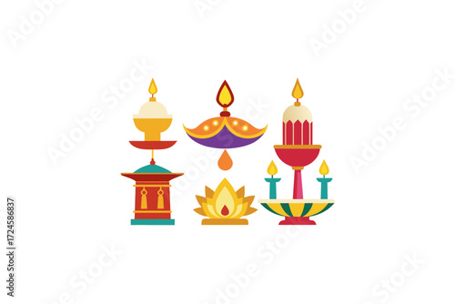 Set of puja lamp