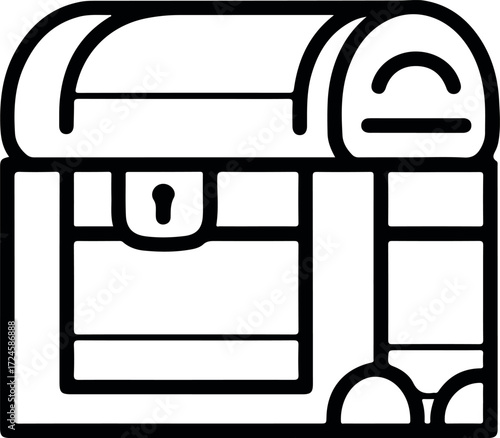 Detailed illustration of a classic treasure chest with a lock and handle.