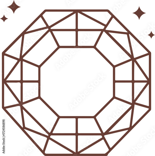Detailed illustration of a sparkling diamond with intricate facets and brilliance.