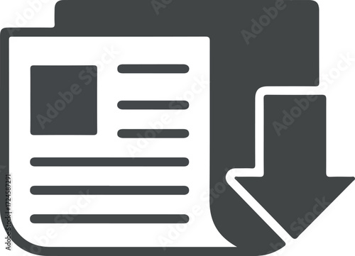 Document download icon representing file transfer and data retrieval.