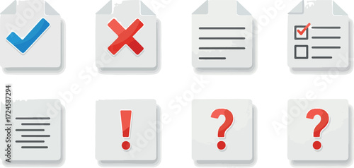 Document icons representing various states and actions for digital interfaces.