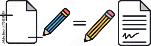 Document signing process with pencil and signature concept.
