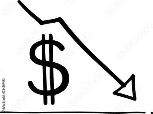 Dollar sign with downward arrow representing financial decline or loss.