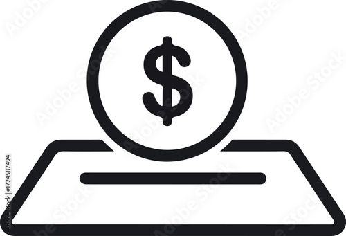 Donation box with dollar sign symbol representing financial contributions and charity.