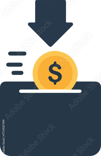 Donation concept with coin dropping into a box for charity and giving.