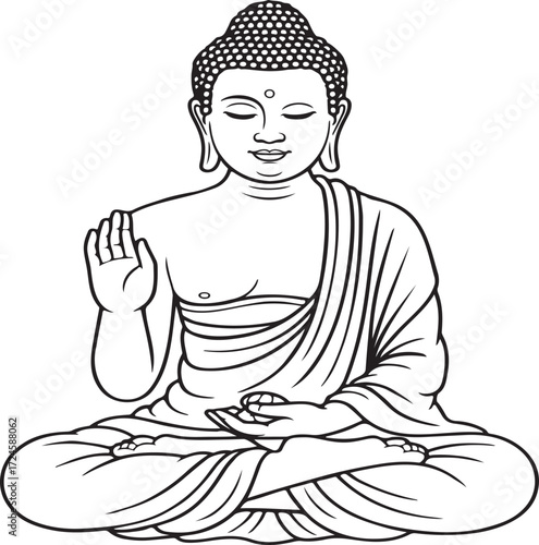 Serene Buddha Illustration Symbolizing Peace Enlightenment and Mindfulness Representing Spiritual Harmony Inner Calm and The Teachings of Siddhartha Gautama