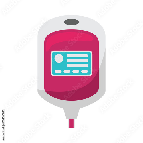 IV drip bag with pink fluid and label