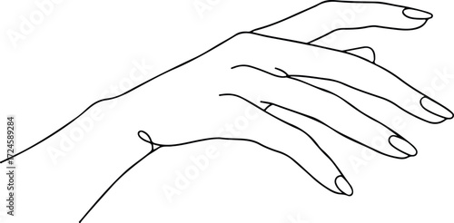 Elegant hand reaching graceful fingers minimalist art delicate lines artistic gesture.