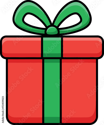 Festive Gift Box with Green Ribbon and Bow for Celebrations.