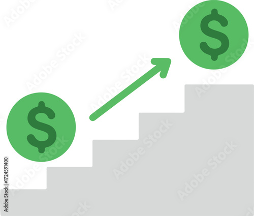Financial growth concept showing increasing dollar value and upward trend.