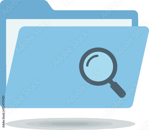 Folder icon with magnifying glass represents search and file management.