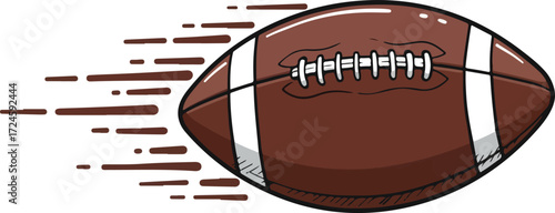 Football in motion with speed lines illustration.