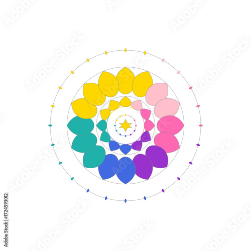 Gradient Hues Mandala with Star Center