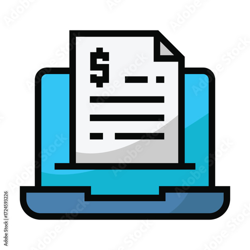 Laptop displaying a document with a dollar sign
