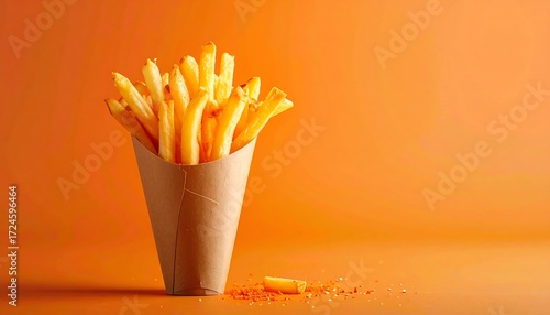 Crispy golden fries in a paper cone