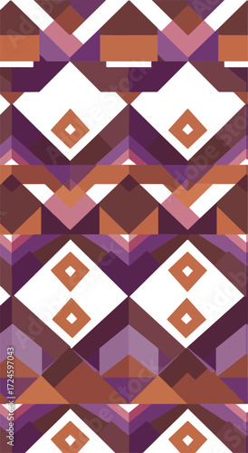 Geometric pattern with diamond shapes in shades of purple and orange.