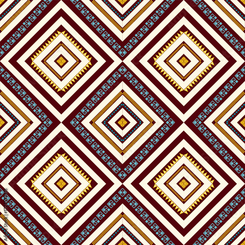 Wallpaper Mural Red and Gold Traditional Ethnic Diamond Seamless Pattern Torontodigital.ca