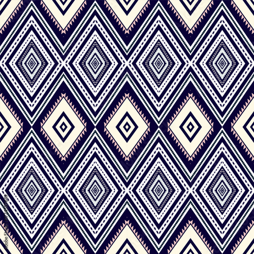 Wallpaper Mural Dark Blue Ethnic Geometric Diamond Seamless Pattern Torontodigital.ca