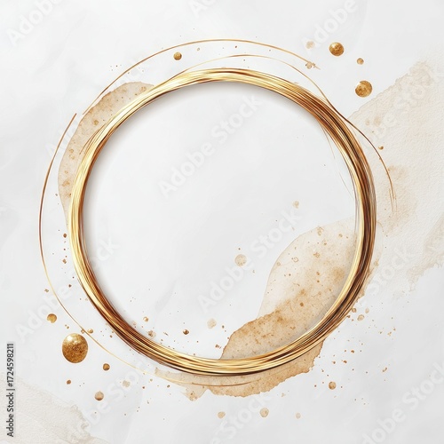 Gold circle frame on a textured background