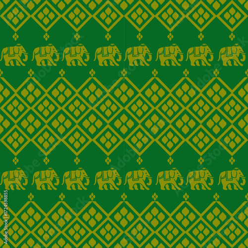 popular elephant pattern in asian style this elephant graphic is fashionable in thailand india and south east asia and this elephant and baby elephant can be for textile industry and any package 