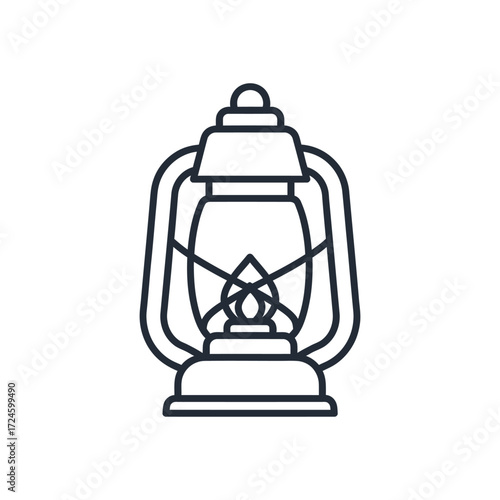 Line art illustration of a vintage kerosene lantern oil lamp antique light drawing icon symbol camping adventure outdoors