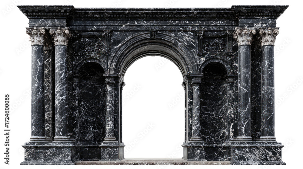 Fototapeta premium black marble arch with columns on white background