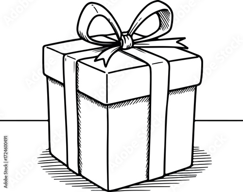 Gift box with ribbon and bow illustration perfect for celebrations and presents.