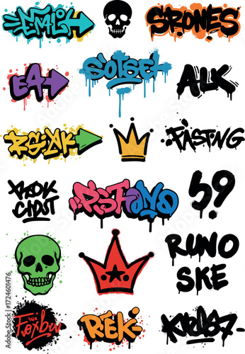 Graffiti Art Collection Urban Street Style Creative Design Elements 1.
