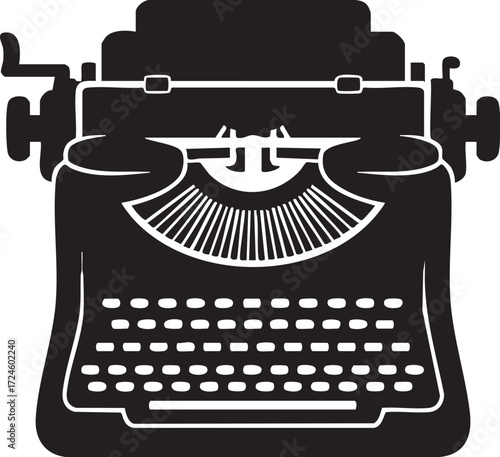 Vintage black typewriter for writers and journalists, a classic symbol of storytelling and creative writing, perfect for retro designs and nostalgia